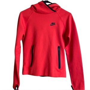 Nike Tech Fleece Funnel Athletic Hoodie Red Small
